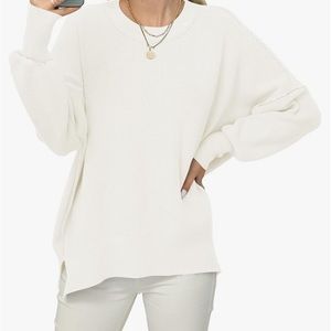 White, small, ANRABESS Women Crewneck Batwing Sleeve pullover oversized sweater